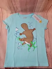 NWT Girls KIds Size XS 4-5 Cat & Jack T-Shirt Sail Heart Platypus Short Sleeve