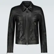 Black Alligator Crocodile Pattern textured on genuine Lambskin leather Jacket