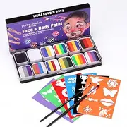 Face Paint Body Paint Watercolor Paint Palette Set 30 Colors Set Professional Face Painting Water Activated Face Body Painting Makeup for Halloween Cosplay Costume Party Festival