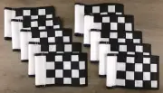 10pk Nylon 9"x6" White & Black Checkered Golf Flags w/Built-In Flag Tube, New S4