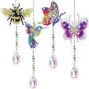 4Pcs Diamond Painting Wind Chimes,Diamond Art Painting Kit for Adults Kids DIY Diamond Art and Crafts Hanging Ornaments for Window Home Garden Decor (B)