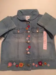 NWT Baby Gap denim jacket with floral design size 12-18 months