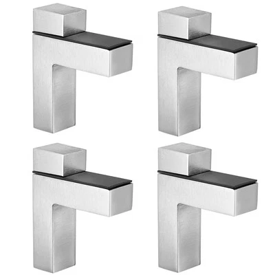 4 Pcs Glass Shelf Support Bracket Adjustable Glass Shelf Clamp Brushed Nickel
