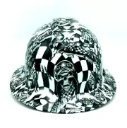 Bad Ass Wide Brim Hard Hat Hydro Dipped in Racing Skulls