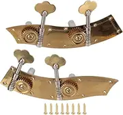 Nutriess Bass Tuning Pegs Double Metal Tuner Dual Machine Head Replacement Part Open Gear Knob Gold 2 Pcs Ideal for Bass Guitarists Seeking Enhanced Sound Quality and Easy