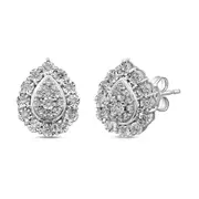 Bevilles Pear Shape Composite Earrings with 0.15ct of Diamonds in Sterling Silver Stud
