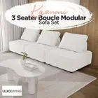 3 Seater Sofa Boucle Modular Sofa Couch Upholstered Modern Lounge Cream White