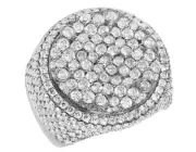 Round Cluster 6 1/2 CT Real Diamond Pinky Ring 10K White Gold 26MM