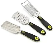 Kitchen Grater Set of 3, Stainless Steel Citrus Lemon Zester, Stainless Steel Grater, Cheese Grate, Ginger Zester, Sharp Blade and Ergonomic Handle, Easy to Clean,