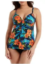 MIRACLESUIT SAMOAN SUNSET WOMENS UNDERWIRE SWIM-TANKINI TOP SZ: 10