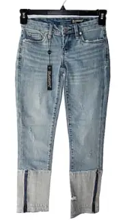 Blank NYC Deef Cuff Size 23 Distressed Patchwork Hem Crop Jeans
