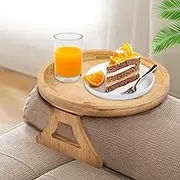 Bamboo Sofa Armrest Tray Foldable Sofa Armrest Portable Clip On Tray Clip Coffee Table for Remote Control Phone Drinks Snacks