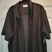 Old Navy Black Lace Top / Blouse Button Up Womens XL NWT