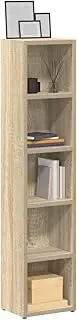 Sonoma Oak CD Cabinets Set of 2, Engineered Wood Storage Units, 21x16x93.5 cm, 5 Compartments Each, Holds 80 CDs Per Cabinet, Modern Decorative Shelving for Living Room