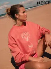 Red Relaxed FIt Offical Coca Cola License Flower Vase Coke Bottle Graphic Print Crew Neck Sweatshirt (AP1065) | $64