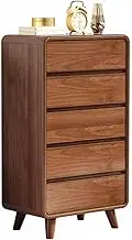 GUAWJRZDP Storage Cabinet, Chest of Drawers, Drawers Storage Cabinet, Wooden Drawer Chest, Grooved Handles, Rustic Drawers Organizer Storage, for Bedroom, Living Room, Walnut Color(5-Drawer Chest)