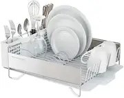 [KitchenAid] Large Dish Drying Rack, Stainless Steel Frame, 48 x 37.8 x 17 cm, with Removable Cutlery Caddy