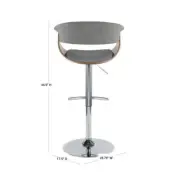 Lumisource Bar Stool 23.75" W, High Back Mod Adjustable In Walnut + Light Grey