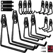 SEDY 15-Pack Garage Hook Set, Heavy Duty Tool Storage Wall Hooks Anti-Slip Large Hanger, Organizer for Ladder Bike Rack Yard Tool and More