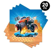 Monster Truck Theme Luncheon Napkins 20PK - Kids Birthday Party Tableware