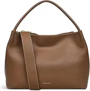 [RADLEY] London Medium Saddle Leather Ivydale Road Handbag for Adults - Grained, Three Compartments, Tubular Handles, Detachable Strap, Saddle