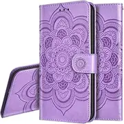 [IMEIKONST] Nokia 6.2 Case Mandala Embossed Design PU Leather Bookstyle Phone Case Flip Notebook Wallet Card Slot Holder Magnetic Stand Cover for Nokia 7.2 Mandala Purple LD