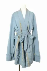 NEW ANN DEMEULEMEESTER PEIGNOIR NAVAL Striped Gown Coat S Light Blue