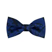 Paisley Bow Ties for Men Kids, Classic Adjustable Pre-Tied Medium Royal Blue