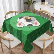 Soccer Table Cloth Washable 60 x 60 Inch Square Tablecloth Stain Resistant Picnic Polyester Table Cover Party Table Cloths for Picnic, Camping