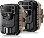 2 Pack 2K 36MP Mini Trail Camera - 2024 Updated Game Camera Motion Activated Hunting Cam with 2.0 LCD Screen 120° Wide Angle Lens Night Vision Waterproof Scouting Camera