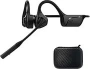 LK02 Open Ear Bluetooth Headphones with Microphone, Noise Cancelling Wireless Headset with Mute Button, Supports aptX/aptX-LL/aptX-HD, Designed for Meeting, Home Office,Driving(Not Bone Conduction)