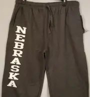 Nebraska Straight Leg Open Bottom Sweatpants, Charcoal/White Lettering, Pick Siz