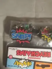 12 Superhero Key Chains Kid Comic Book Birthday Party Goody Bag Filler Rubber