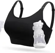 [Hapurs] Hands Free Pumping Bra, Nursing Bras for Breastfeeding, Adjustable Breast-Pumps Holding and Nursing Pregnancy Bra in One for Women