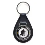 My Son Has Your Back Black Leather Keychain Silver Keyring Military Gift