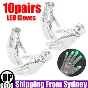 10PAIRS LED Light Gloves Flashing Finger paillette Party Games Glow In the dark