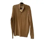 Cabela’s Outfitter Kingston 1/4 Zip Sweater Teak NWT Men Cable Knit XL Regular