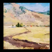 Original Oil Painting, "Home Ranch" by Leah Lucas, 10" x 10"