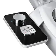 Bidet Attachment,Non-electric Cold Water Bidet Toilet Seat Attachment with Pressure Controls,Retractable Self-cleaning Dual Nozzles for Frontal & Rear Wash (Black)