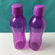 Tupperware Eco Twist Flip Top Water Bottle 32oz / 1L Purple Set Of 2 Purple