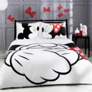 Microfiber Reversible Printing Mickey Mouse Couples Duvet Cover 3PCS Bedding Set