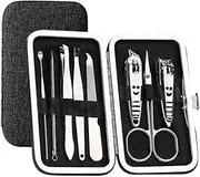 Nail Clippers Set 8 Piece Set Kit Ergonomic Accurate Versatile for Home and Salon Use Nail Care Essential Manicure Trending Manicure Set(Black)
