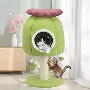 Flower Cat Tree with Bed, 28.74inch Cat Tower with Scratching Post & Cozy Condo, Christmas Cute Sisal Cat Scratcher with Plush Hang Spring Ball Toys, Removable Cat Bed for Indoor Adults Cats
