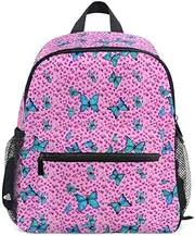[ODAWA] Kids Small Backpack Leopard Print Blue Butterflies Preschool Kindergarten Primary School Bag