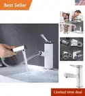 Modern Single Handle Bathroom Sink Faucet with Pull Out Sprayer & Swivel Spout