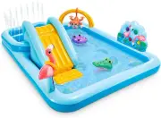96X78X28 Inflatable Jungle Adventure Play Center Spray Kiddie Pool, Water Slide