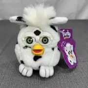 Furby Buddies Tiger Electronics 1999 Plush Bean Bag Stuffed Animal Cow Print NWT