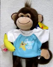 Build a Bear Bananas for You Monkey UNSTUFFED Animal T-Shirt Plush Banana Set