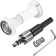 uxcell 9/16" Door Viewer Peephole, Copper Privacy Door Viewer with Privacy Cover, 180-Degree Fits 1-3/4" to 2-15/16" Door with 14mm/0.55" Drill Bit for Security, White