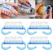 4 Pack Handle Grip Nail Brush,Hand Fingernail Scrub Cleaning Brushes for Toes and Nails Cleaner (Blue)